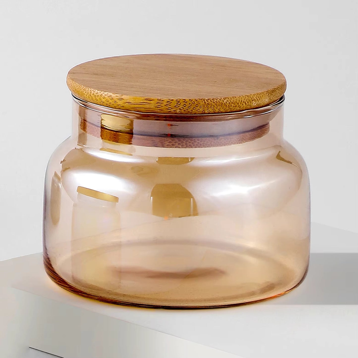 Pack of 12 - 10oz Wide Glass Apothecary Candle Jar With Bamboo Lid