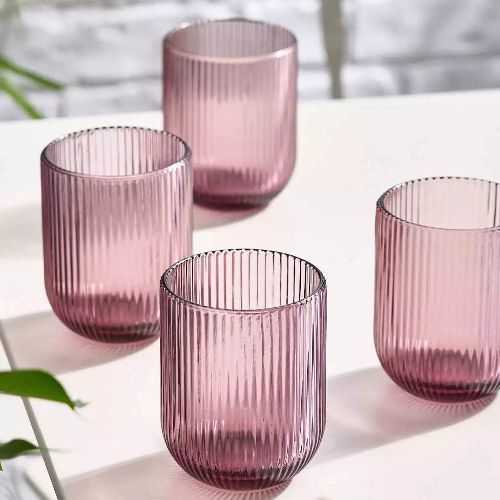 Pack of 12 - Ribbed Glass Candle Holder