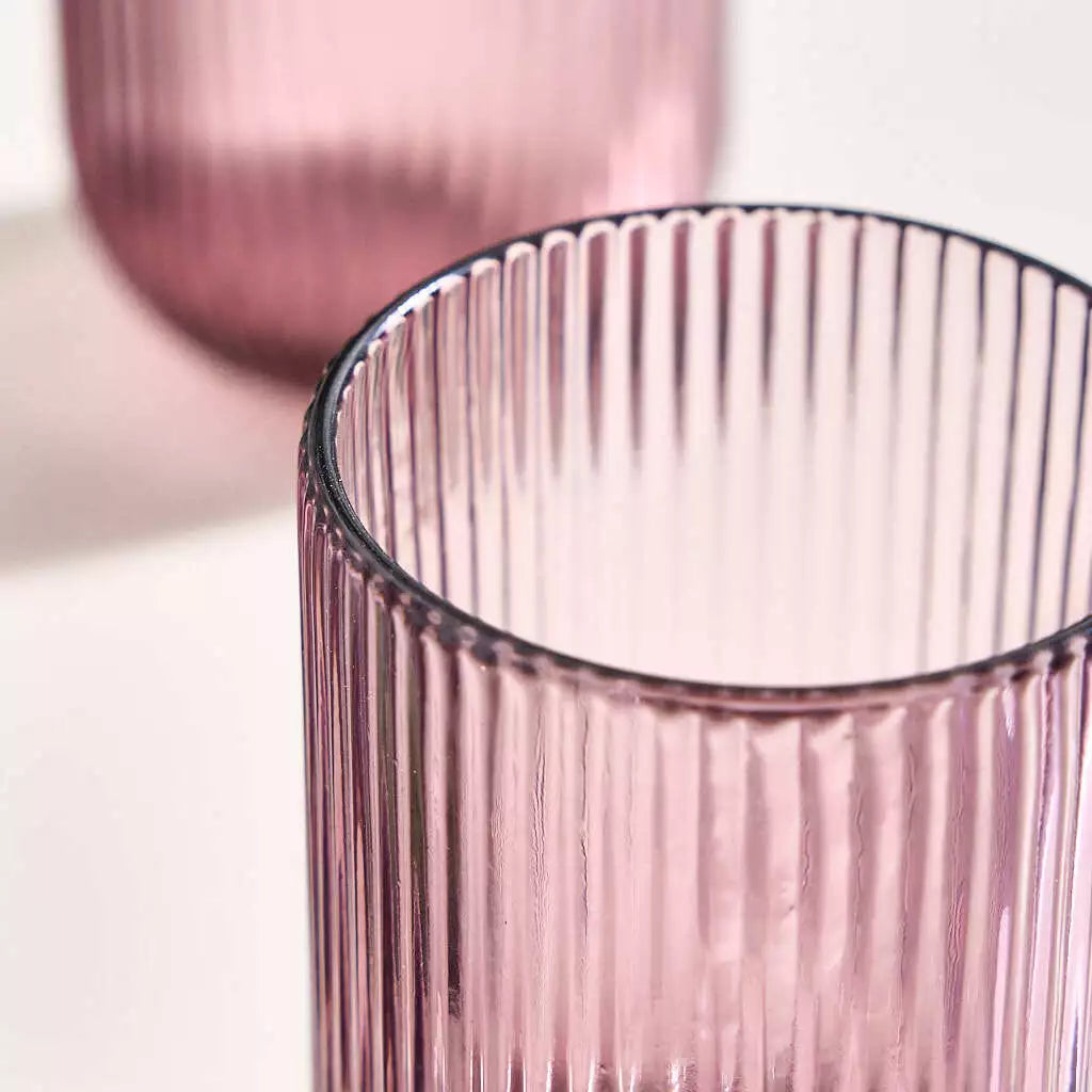 Pack of 12 - Ribbed Glass Candle Holder