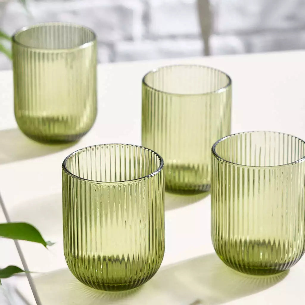 Pack of 12 - Ribbed Glass Candle Holder