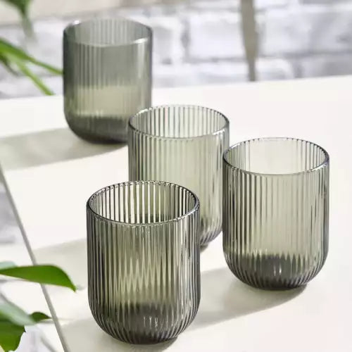 Pack of 12 - Ribbed Glass Candle Holder